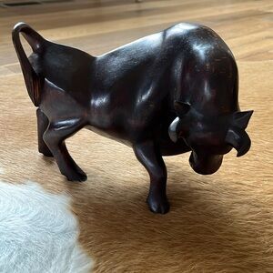 Antique hand-carved wood buffalo